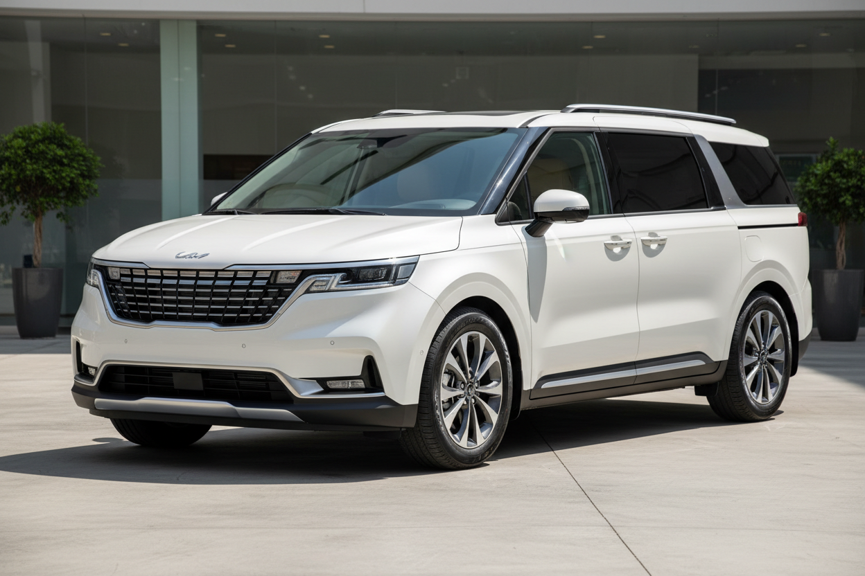 white kia carnival minivan